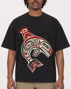Mockup Boxy Heavyweight Tee Black male close-up 04