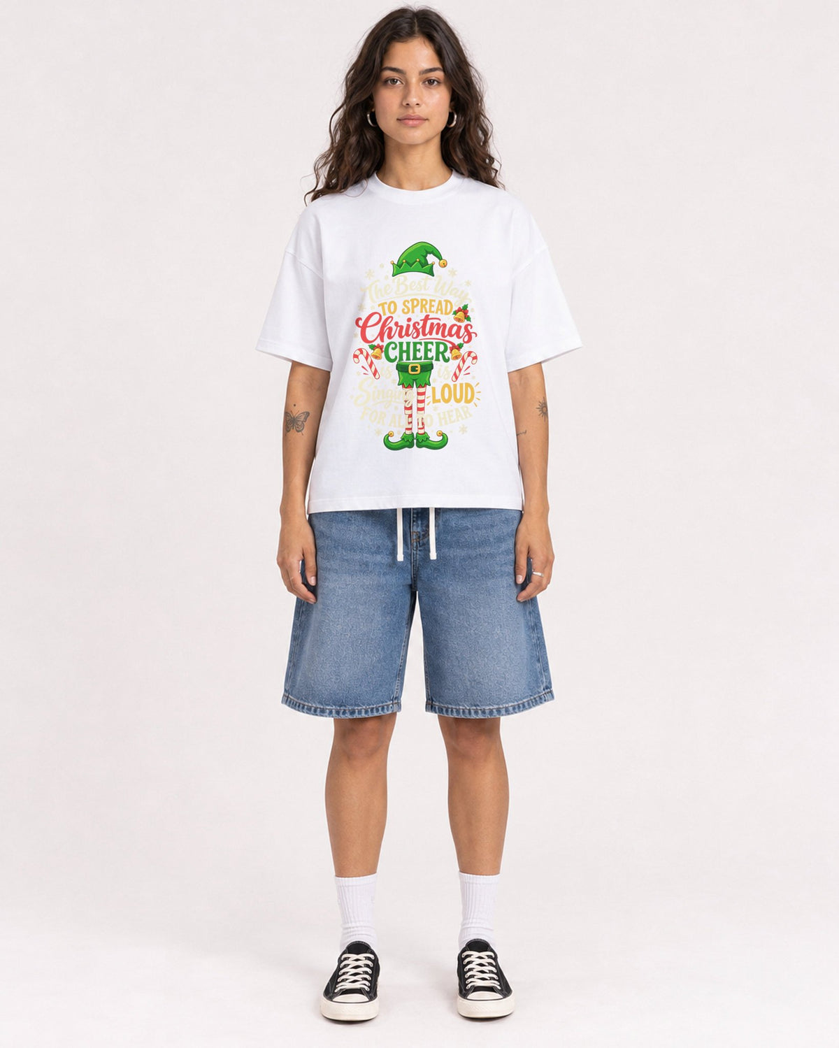 Mockup Boxy Heavyweight Tee White female full-body 06