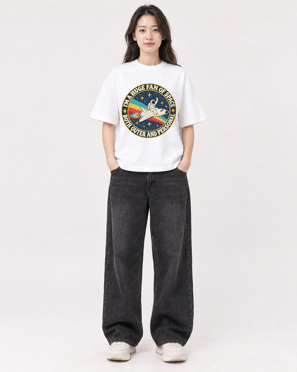 Mockup Boxy Heavyweight Tee White female full-body 03