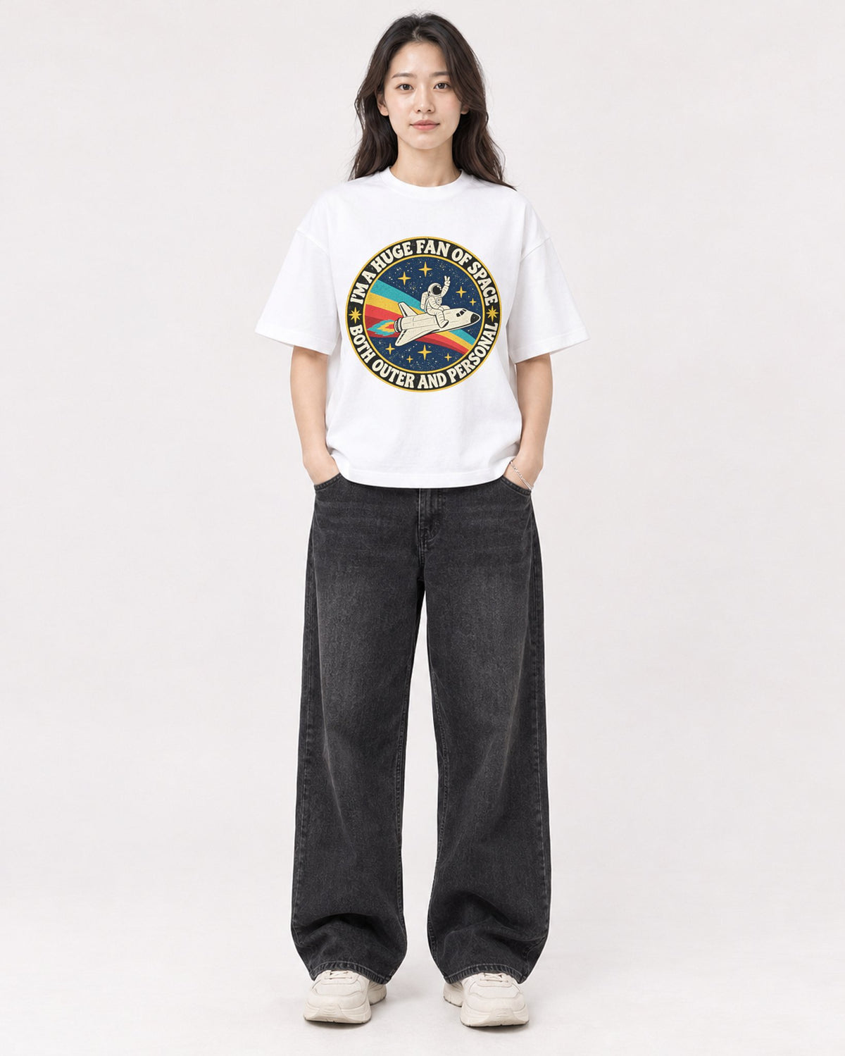 Mockup Boxy Heavyweight Tee White female full-body 03