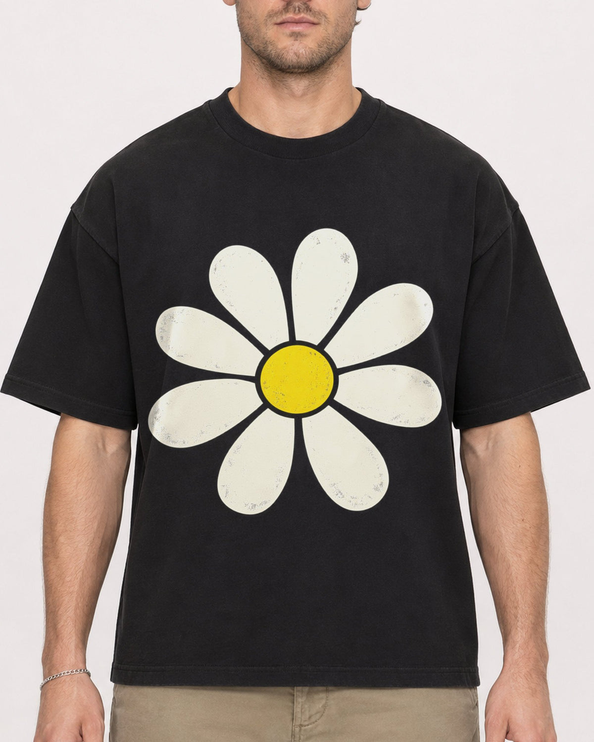Mockup Boxy Heavyweight Tee Black male close-up 08