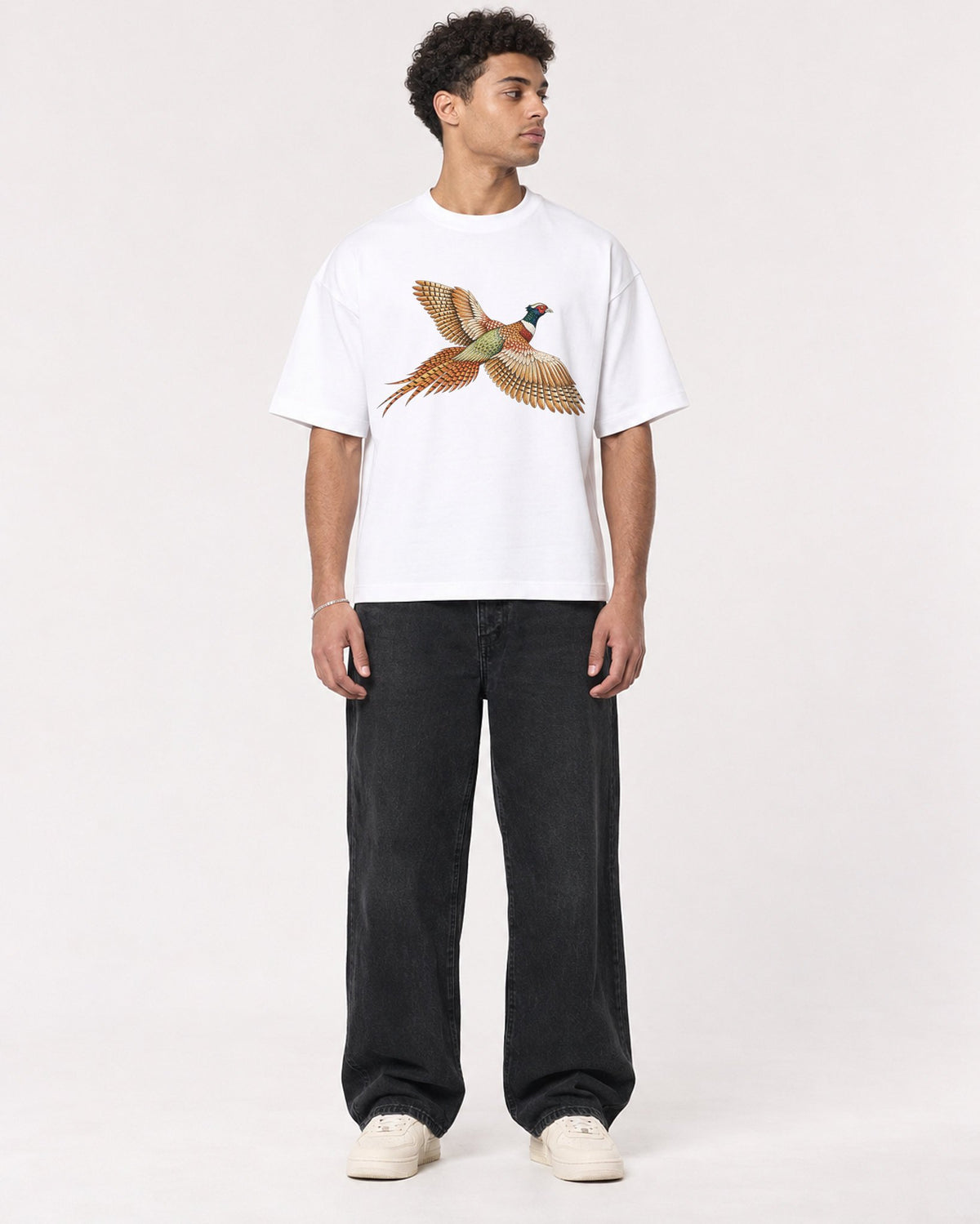 Mockup Boxy Heavyweight Tee White male full-body 10