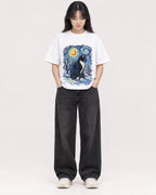 Mockup Boxy Heavyweight Tee White female full-body 13