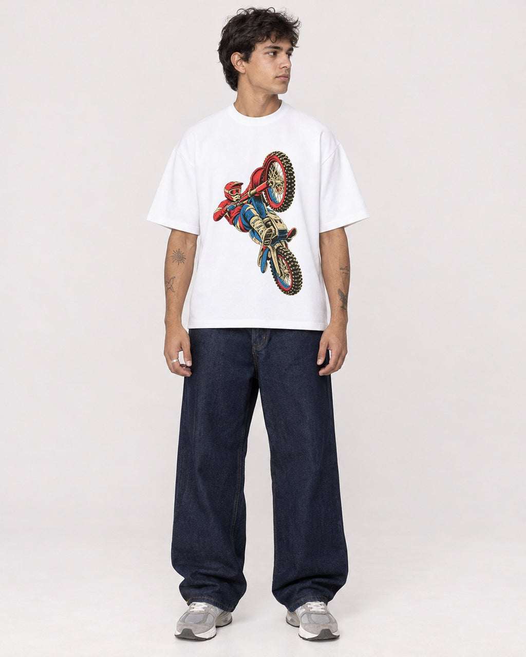 Mockup Boxy Heavyweight Tee White male full-body 06