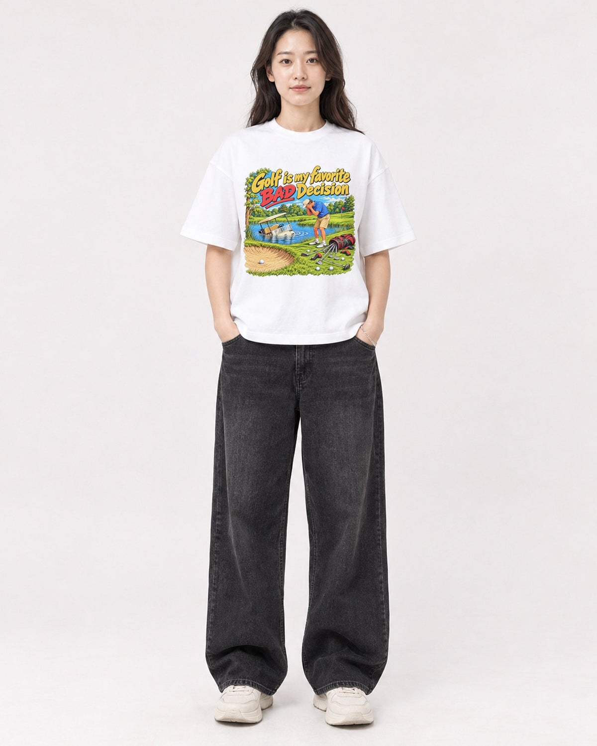 Mockup Boxy Heavyweight Tee White female full-body 03
