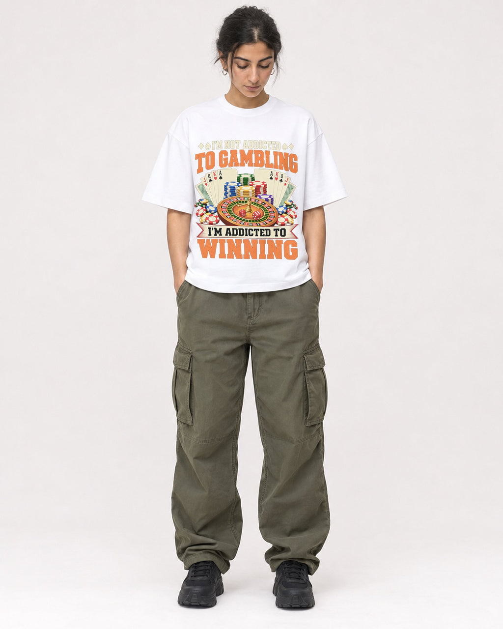 Mockup Boxy Heavyweight Tee White female full-body 17