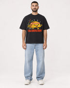 Mockup Boxy Heavyweight Tee Black male full-body 37