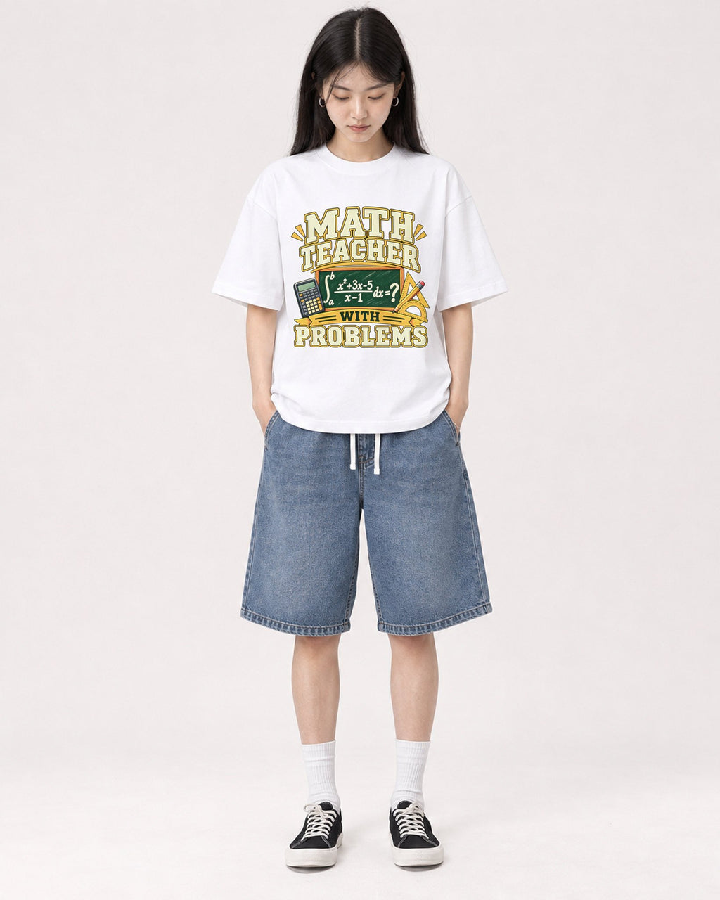 Mockup Boxy Heavyweight Tee White female full-body 01