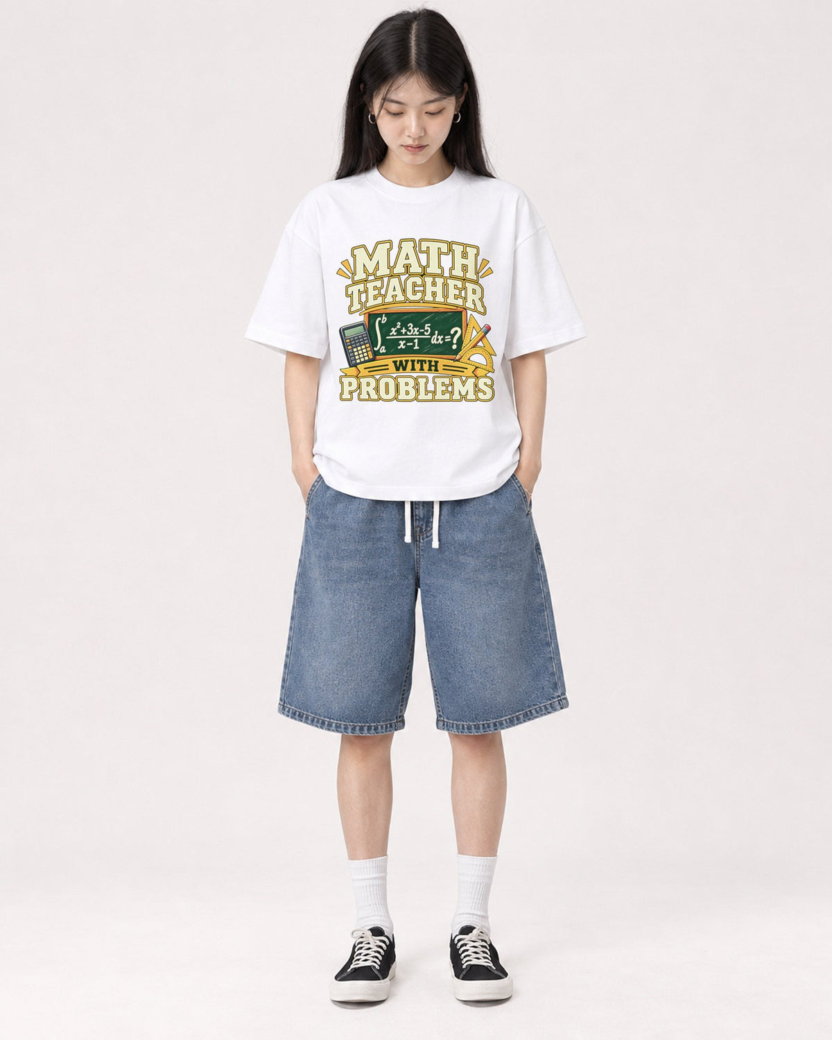 Mockup Boxy Heavyweight Tee White female full-body 01