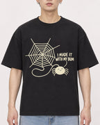 Mockup Boxy Heavyweight Tee Black male close-up 01