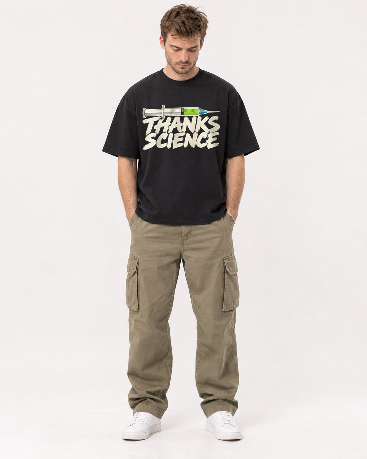Mockup Boxy Heavyweight Tee Black male full-body 08