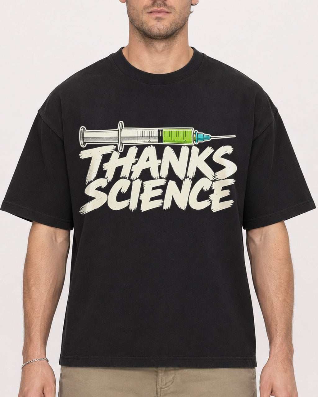 Mockup Boxy Heavyweight Tee Black male close-up 08