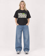 Mockup Boxy Heavyweight Tee Black female full-body 08