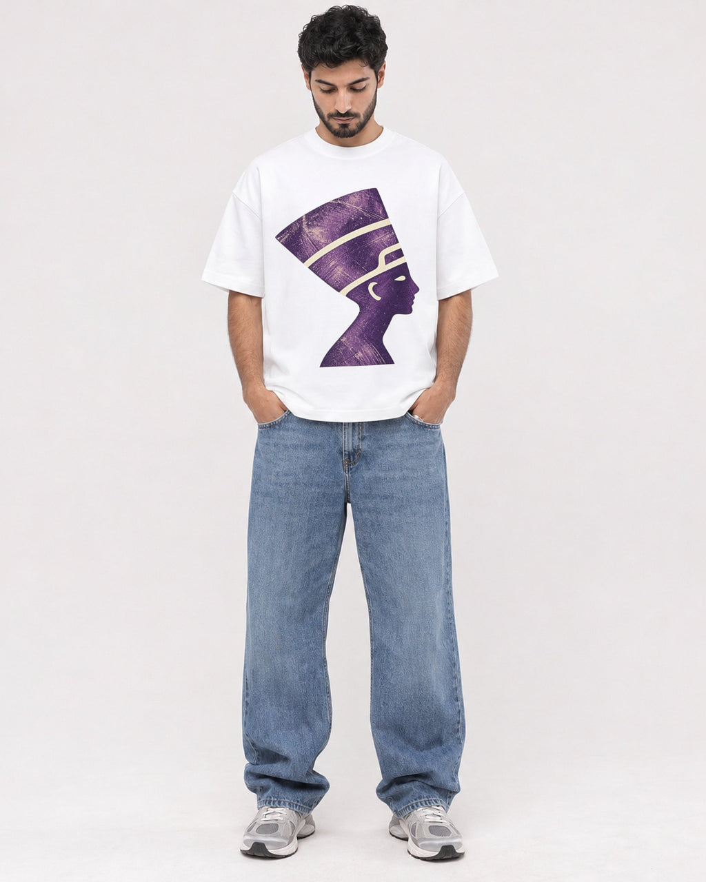 Mockup Boxy Heavyweight Tee White male full-body 07