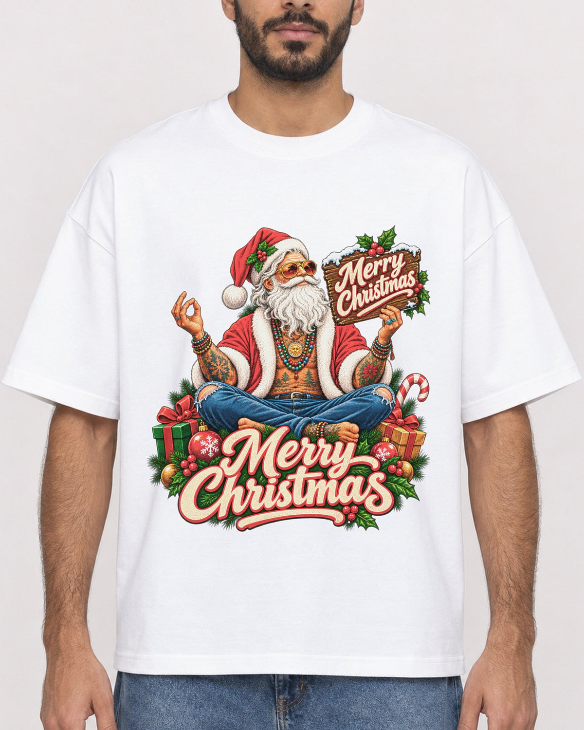 Mockup Boxy Heavyweight Tee White male close-up 07