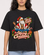 Mockup Boxy Heavyweight Tee Black female close-up 07