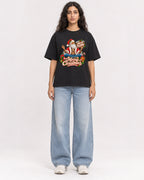 Mockup Boxy Heavyweight Tee Black female full-body 07