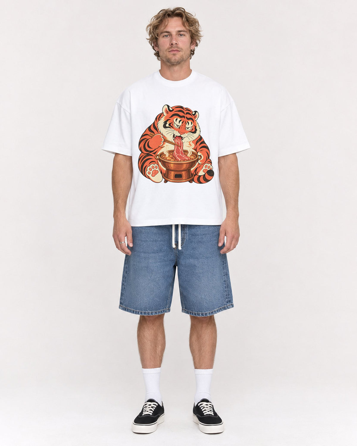 Mockup Boxy Heavyweight Tee White male full-body 28