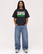 Mockup Boxy Heavyweight Tee Black female full-body 04
