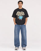 Mockup Boxy Heavyweight Tee Black male full-body 10