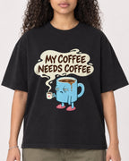 Mockup Boxy Heavyweight Tee Black female close-up 10
