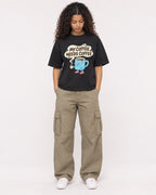 Mockup Boxy Heavyweight Tee Black female full-body 10