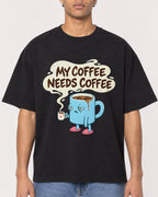 Mockup Boxy Heavyweight Tee Black male close-up 10