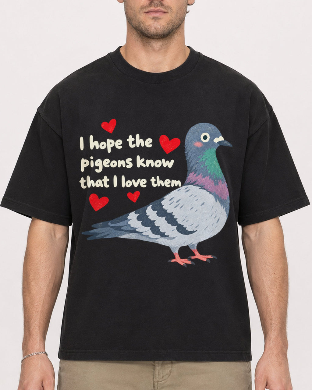 Mockup Boxy Heavyweight Tee Black male close-up 08