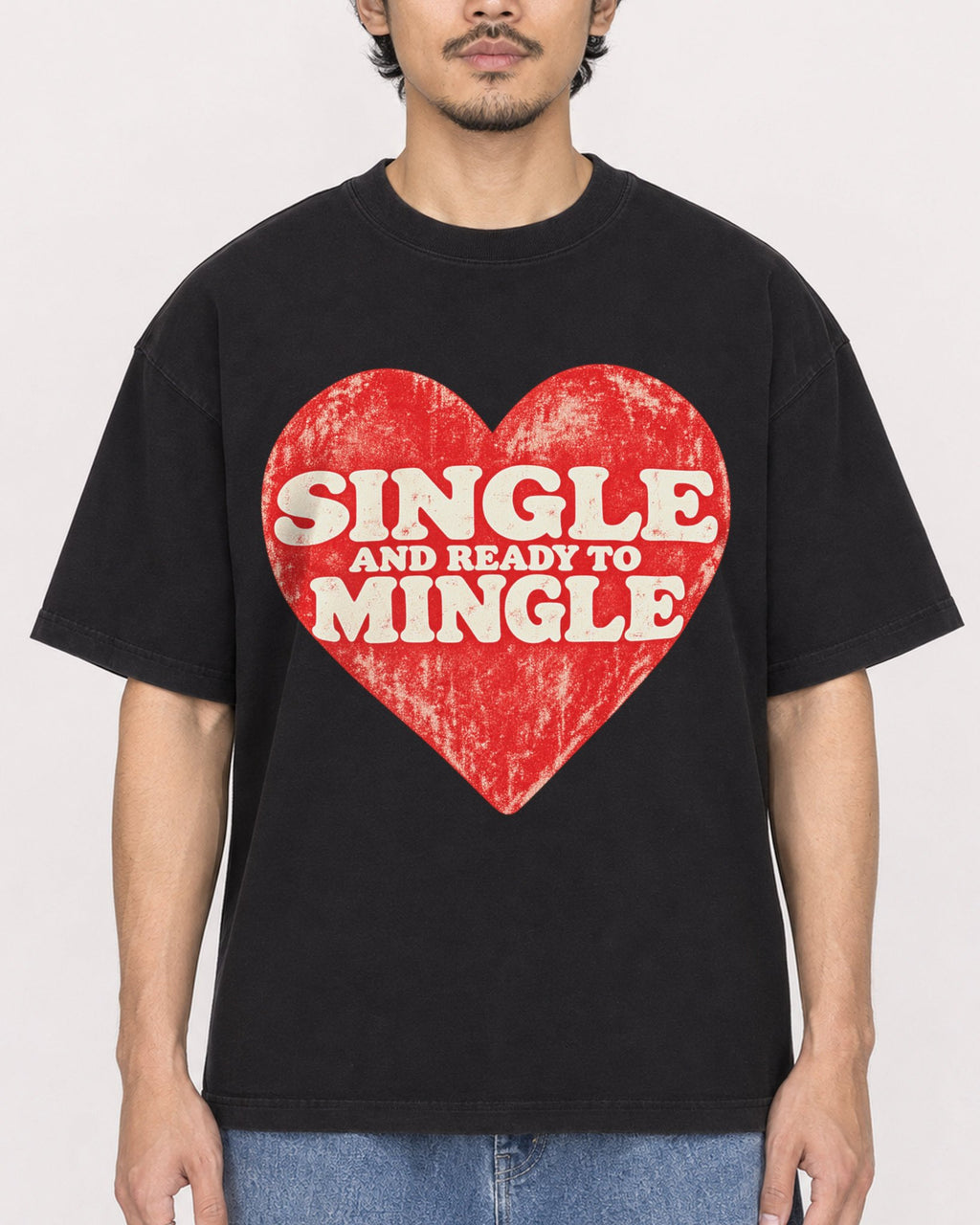 Mockup Boxy Heavyweight Tee Black male close-up 02