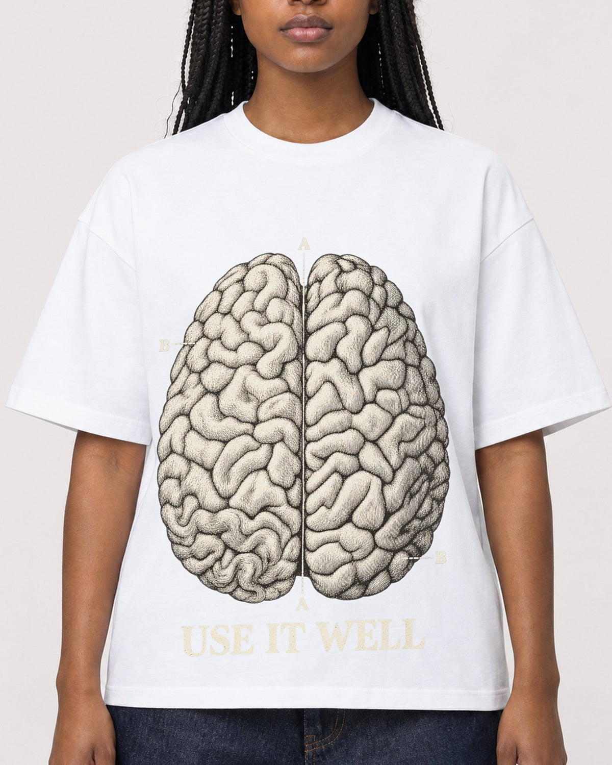 Mockup Boxy Heavyweight Tee White female close-up 04