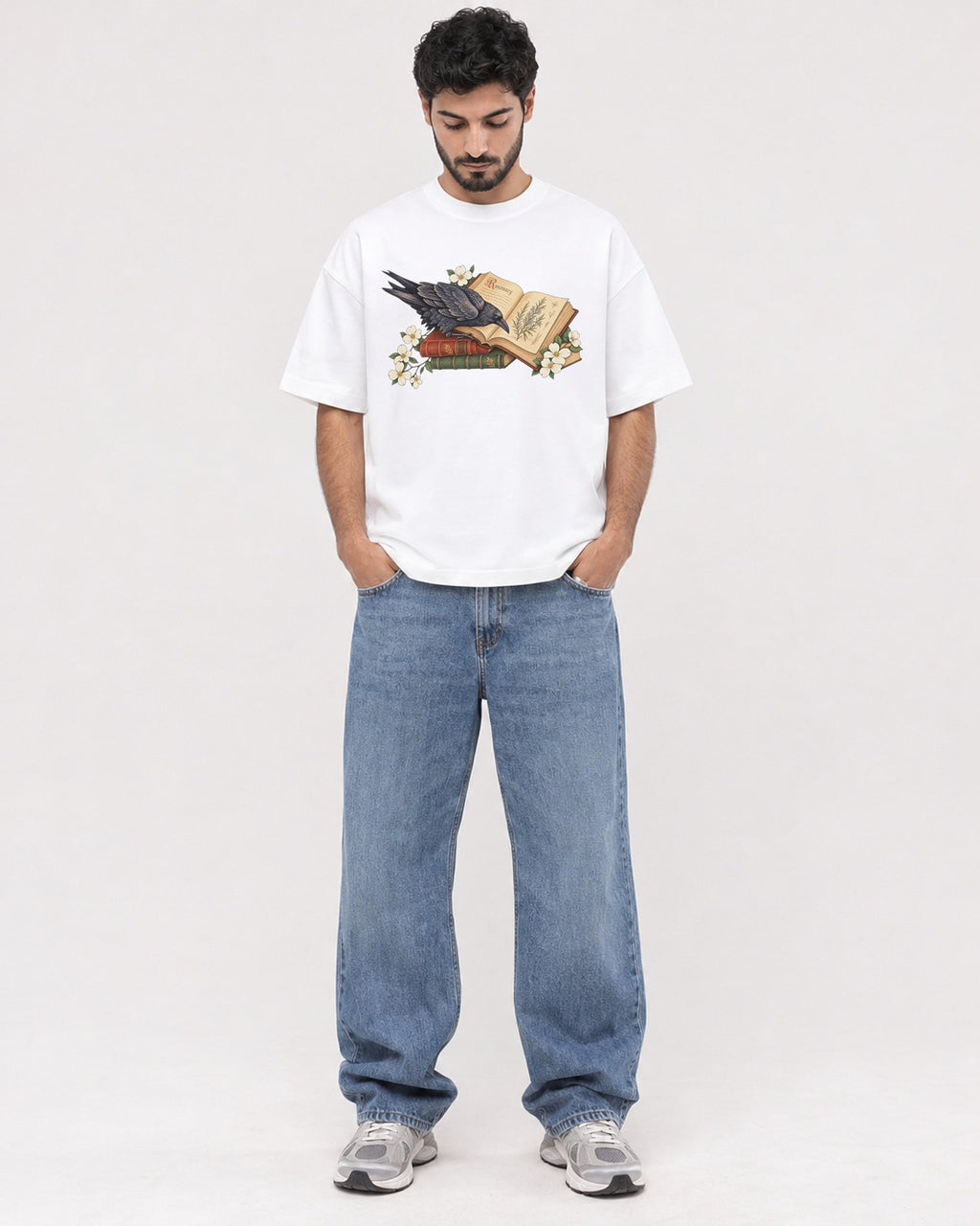 Mockup Boxy Heavyweight Tee White male full-body 07