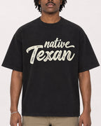Mockup Boxy Heavyweight Tee Black male close-up 04