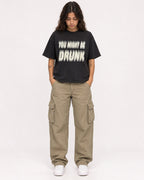 Mockup Boxy Heavyweight Tee Black female full-body 06