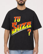 Mockup Boxy Heavyweight Tee Black male close-up 37