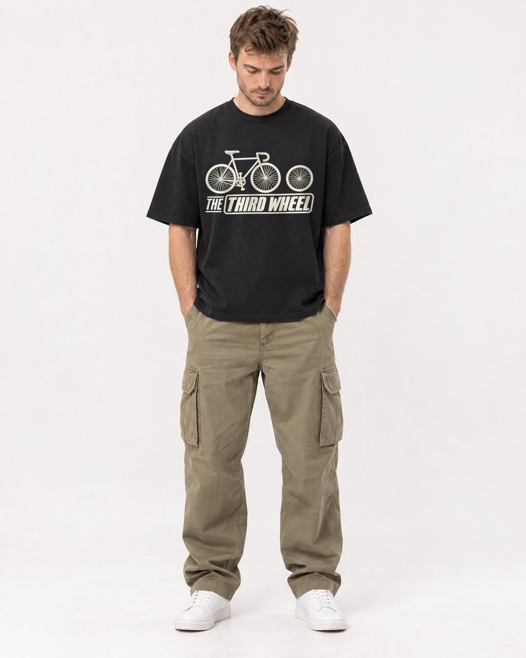 Mockup Boxy Heavyweight Tee Black male full-body 08