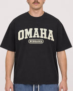 Mockup Boxy Heavyweight Tee Black male close-up 19