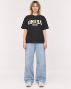 Mockup Boxy Heavyweight Tee Black female full-body 19