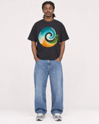 Mockup Boxy Heavyweight Tee Black male full-body 34