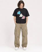 Mockup Boxy Heavyweight Tee Black female full-body 18