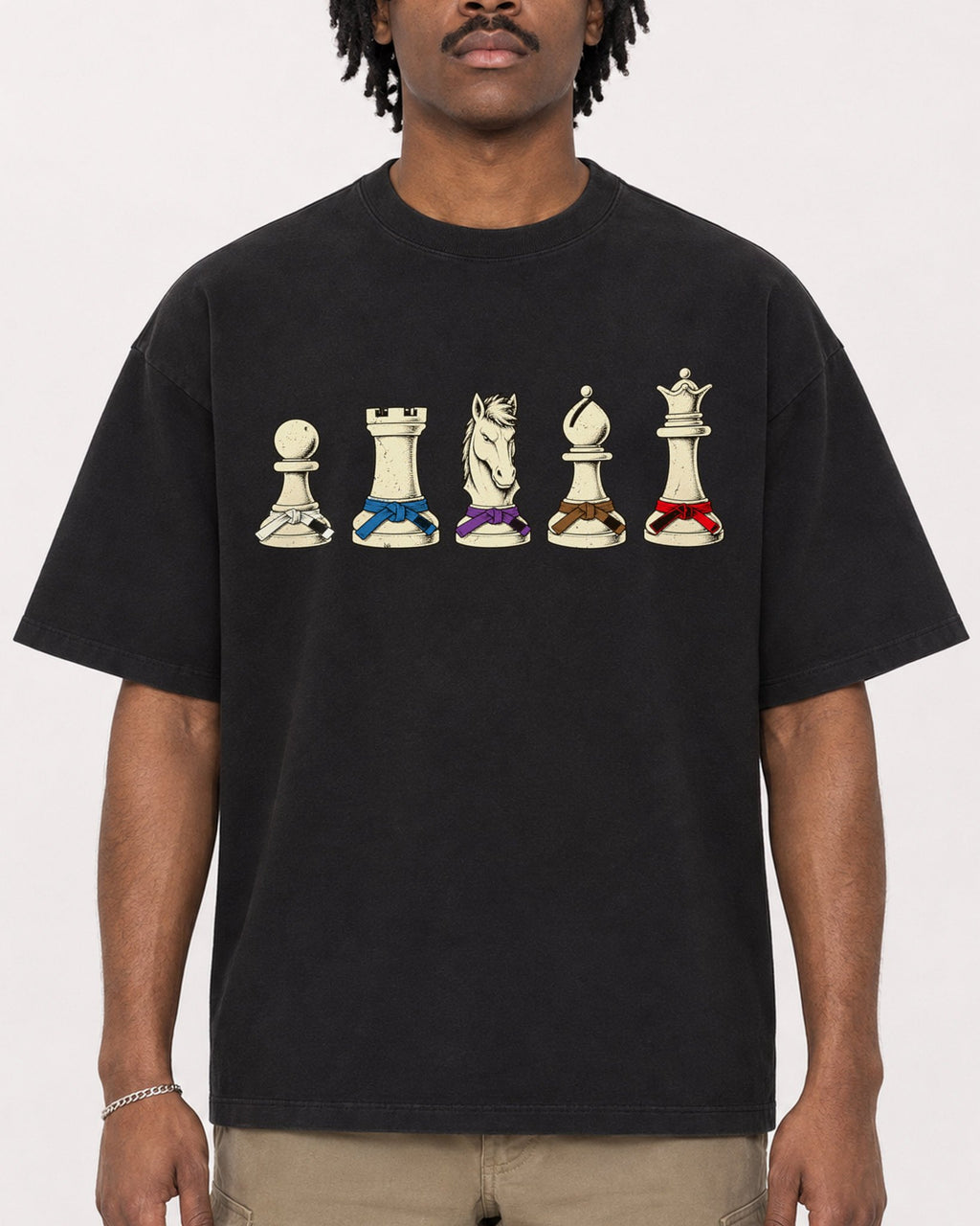Mockup Boxy Heavyweight Tee Black male close-up 04