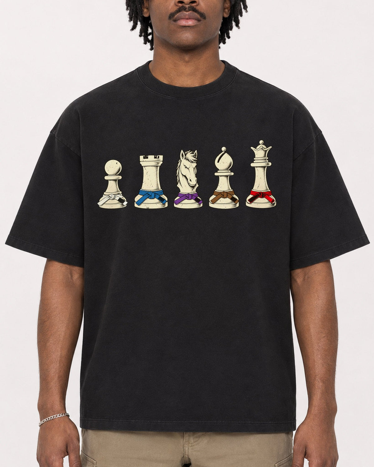Mockup Boxy Heavyweight Tee Black male close-up 04