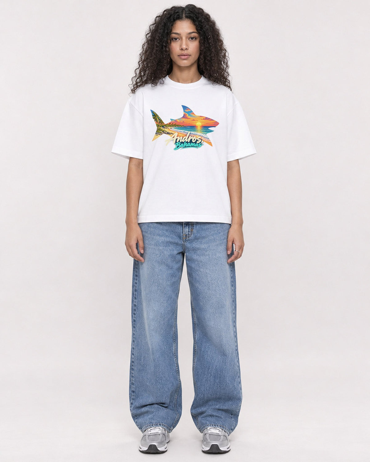 Mockup Boxy Heavyweight Tee White female full-body 10