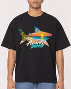 Mockup Boxy Heavyweight Tee Black male close-up 10