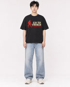 Mockup Boxy Heavyweight Tee Black male full-body 01