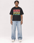 Mockup Boxy Heavyweight Tee Black male full-body 05