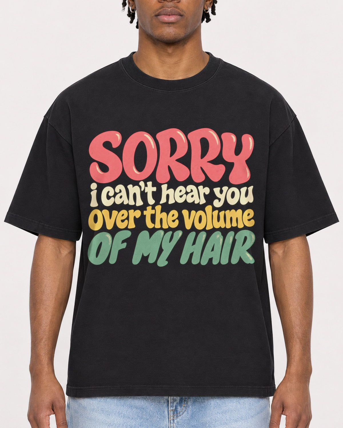 Mockup Boxy Heavyweight Tee Black male close-up 05