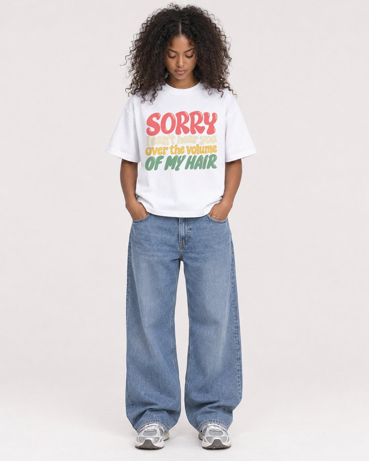 Mockup Boxy Heavyweight Tee White female full-body 05