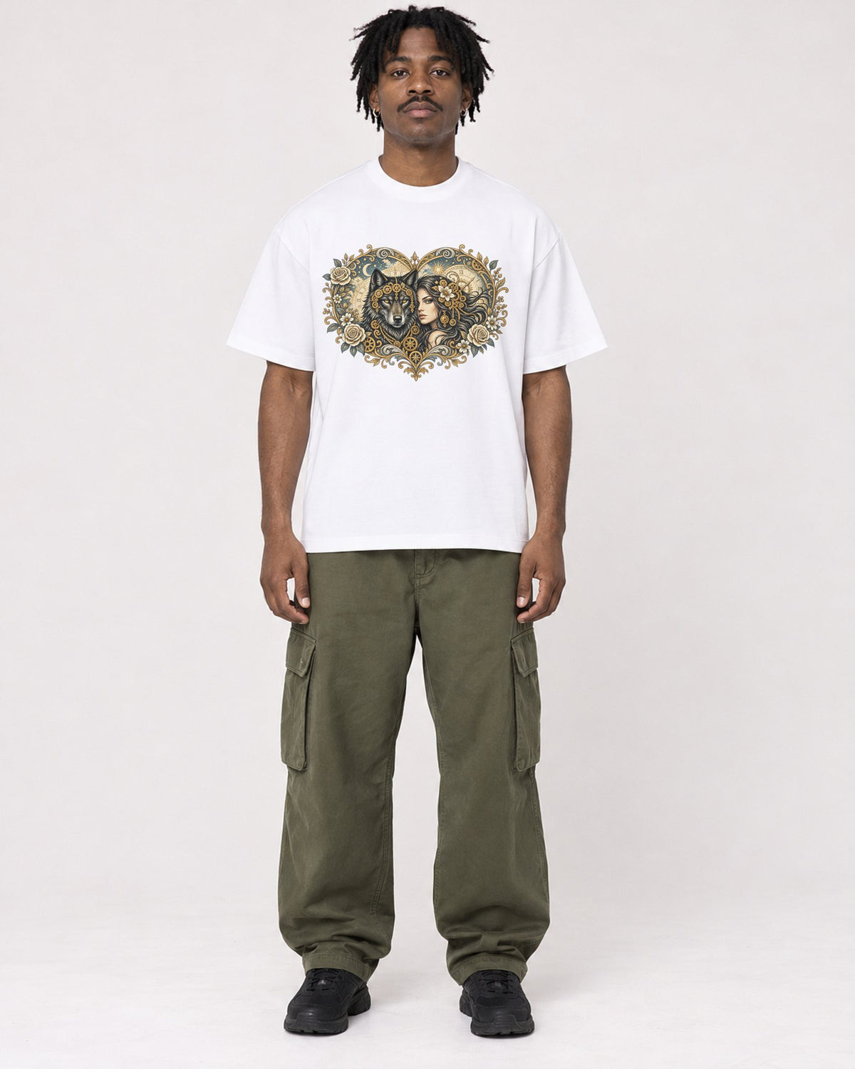 Mockup Boxy Heavyweight Tee White male full-body 04