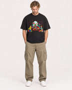 Mockup Boxy Heavyweight Tee Black male full-body 28