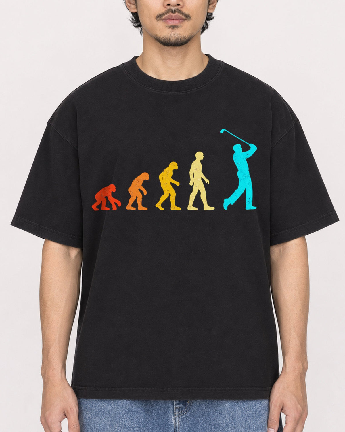 Mockup Boxy Heavyweight Tee Black male close-up 02
